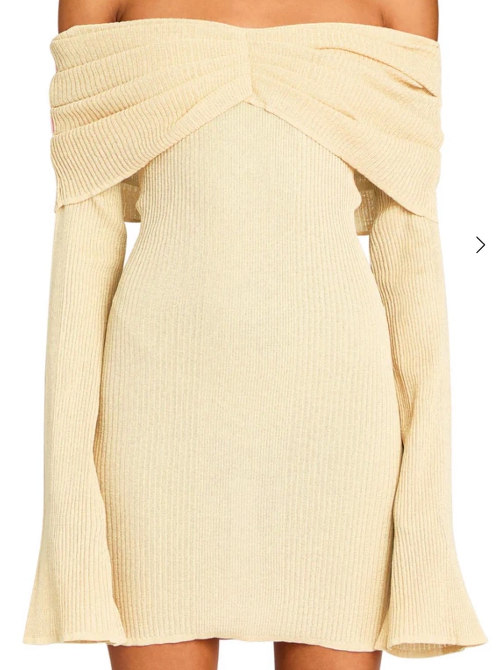 SER.O.YA Cream Ribbed Knit Off-Shoulder Top
